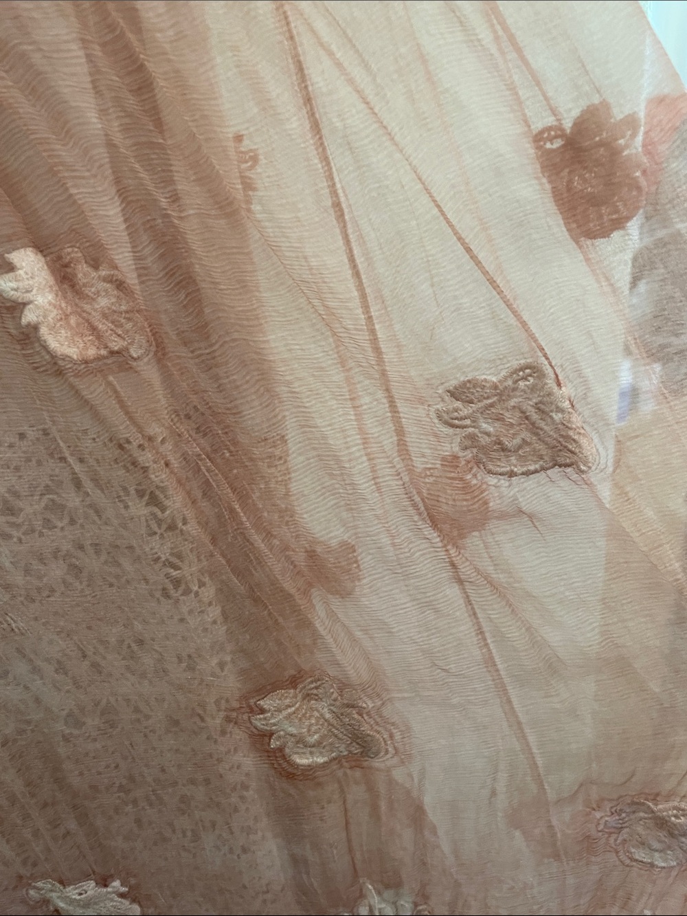 Soft Surroundings 100% silk embroidered Dusty Rose Maxi Skirt romantic M 30x41 - Picture 4 of 8